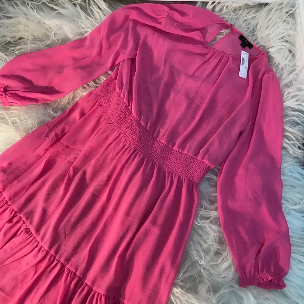 J. Crew Cinched-waist Dress Chiffon Long Sleeves - Picture 3 of 7